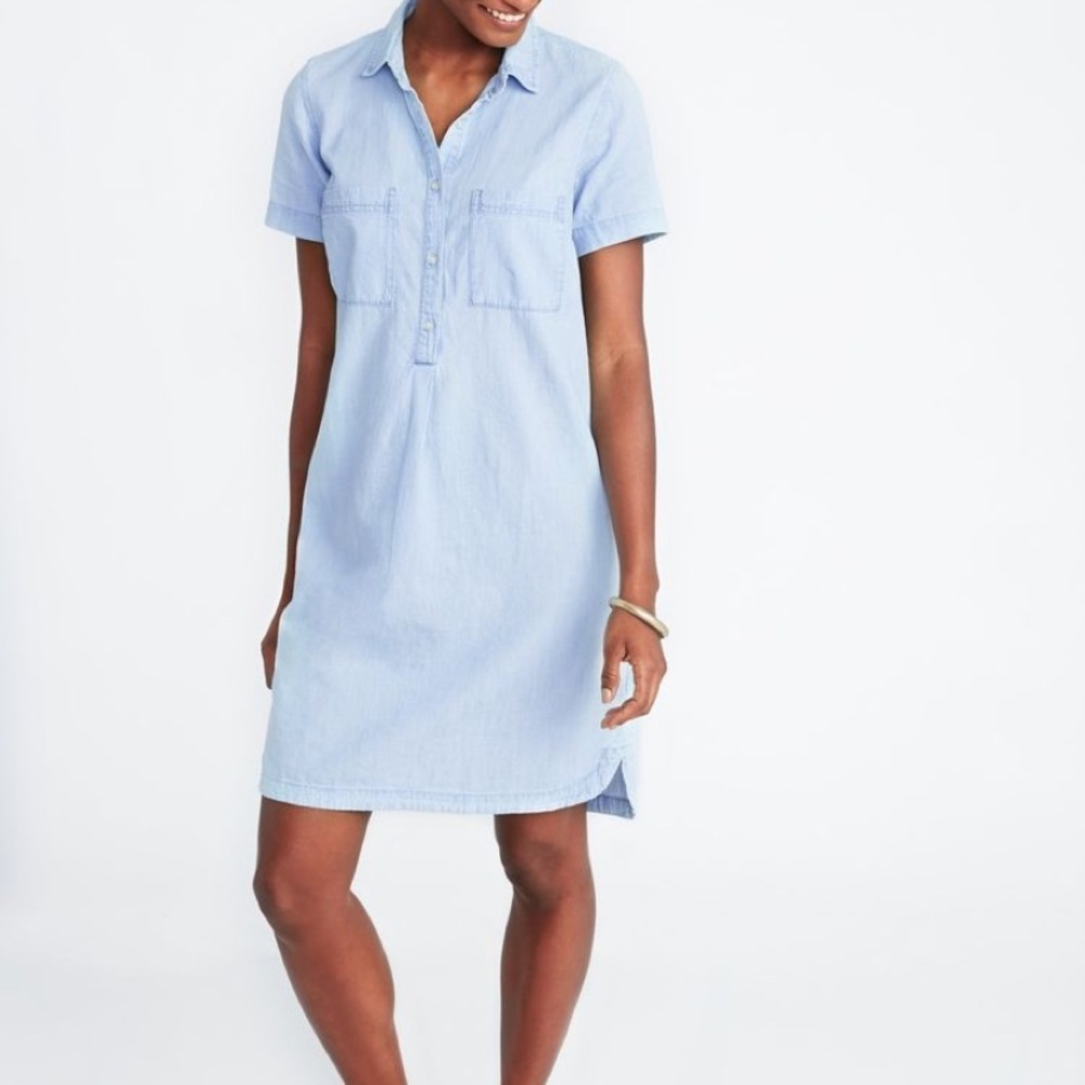 Chambray Short Sleeve Dress